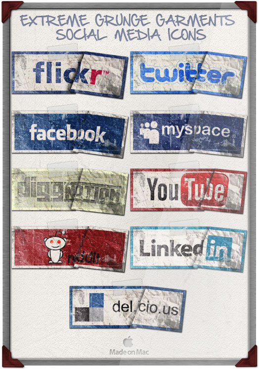 Grungy Social Media Icons