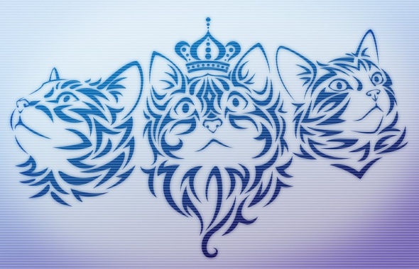 Amazing Tribal Glowing Cats Vector